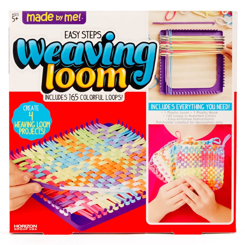Made By Me Easy Steps Weaving Loom for Kids, Includes 165 Loom Loops & 1 Weaving Loom with Loom Hook, Makes 4 Projects, Hook & Loop Potholder Kit, DIY Weaving Kit, Potholder Loom Kit, Kids Crafts - Image 1